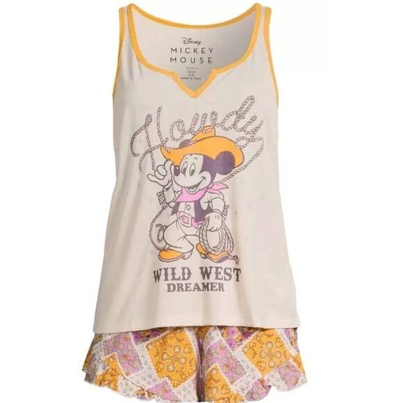 DISNEY Howdy Wild West Dreamer~ Medium (8-10) ~ 2-Piece Pajama Shorty Tank Set - Picture 1 of 4